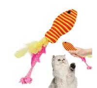 Fish Toys, Interactive Feather Teaser, Colorful Entertainment Supplies, Cat Accessories, Exercising and Playing Tool for Indoor Pets, Cotton Rope, Hose, Felt, Plush, 7.48 Inches