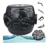 Fish Trap PP with Sturdy Mesh Shrimp Trap with 6 Holes & 2 Weight Box 13x13x11 In Portable Detachable Black Crawfish for Loach, Eel, River Prawn, sports