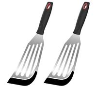 Fish Turner Spatula Set - 2pcs Heat Resistant Silicone Edge Slotted Fish Spatulas for Nonstick Cookware, Stainless Steel Silicone-Tip Slotted Kitchen Cooking Spatula Flipper for Fish, Egg, Pancake