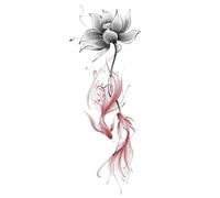Fish Under The Lotus, Chinese Style Waterproof And Long-lasting, Double Carp Temporary Tattoo Stickers, Fake Tattoos(3pcs)