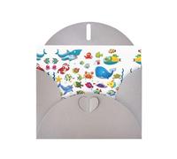 Fish Under The Sea Pattern Blank Greeting Cards For Birthdays, Valentine'S Day, Parties, Weddings, 4x6 Inches Gray Envelope