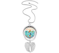 fish wave cloud art deco fashion Pendant Angel Wings Rotating Necklace Jewelry