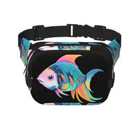 Fish Wave Pattern trendy fashionable waist bag, unisex travel sports messenger bag