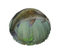 Fish with a Lure Printed Double-Layer Waterproof Shower Cap - Reusable Spa & Face Mask Bathing Hat for Travel, Home Care & Beauty Routine