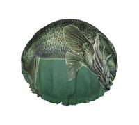 Fish with a Lure Printed Hair Wrap, Double Layer Shower Cap For Women, Reusable Hair Protector For Bathing