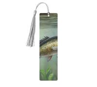 Fish with a Lure Printed Metal Bookmarks M - Gray Lightweight Aluminium Book Marker for Books, Journals & Gifts, Ideal Book Lovers, Holiday Decor & Crafts