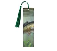 Fish with a Lure Printed Metal Bookmarks S - Dark Green Lightweight Aluminium Book Marker for Books, Journals & Gifts, Ideal Book Lovers, Holiday Decor & Crafts