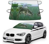 Fish with a Lure Stylish Printed Windshield Snow Cover for Cars, Car Windshield Cover for Ice, Snow & Sun, Easy Install, Universal Size with Storage Bag