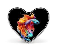Fish with Rainbow Tail Metal Badge Pins Heart Brooches | Lapel Pins for Shirt Backpack Jacket Hat Coat Bag Clothing Jewelry Accessories Gifts for Women Men