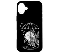 Fish With Umbrella - Minimalist Graphic Underwater Logic Case for iPhone 16 Plus