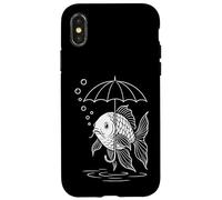Fish With Umbrella - Minimalist Graphic Underwater Logic Case for iPhone X/XS
