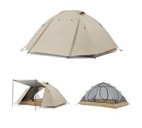 Fishany Ultralight Hiking Mountaineering Tent, 2-Person Dome Camping Tent, Double-Layer Oxford Cloth, 7-Series Aluminium Alloy Frame, 210x140x110cm, Waterproof UPF50 (Khaki)