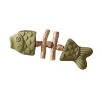Fishbone Cat Teether - Wooden Play Toy, Kitten Chew Accessory, Soothing Bite Training Aid | Ideal For Teething Kittens Enrichment Activity Home Relaxation Playful Moments, 7.01x2.56x0.79 Inches