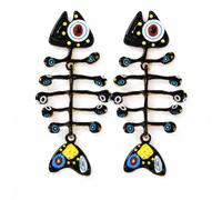 Fishbone Earrings for Women Fish Skeleton Dangle Earrings Ocean Beach Sea Life Novelty Jewelry Halloween Gothic Party Gifts, M, Zinc, No Gemstone