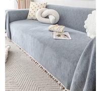 Fishbone Pattern Sofa Cover Decorative Fringe Chenille Couch Protector ScratchResistant Cat Furniture Cover for 3/2/1 Seater (Gray 180x260cm)