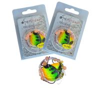 Fishbone Tackle Glow Walleye Spinner Rig Harness - Worm Crawler Harness Blades Walleye Fishing Live Bait Hooks Lures for Freshwater Trolling (Two 2-Packs (4 Total Lures), Perch)