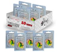 Fishbone Tackle Glow Walleye Spinner Rig Harness - Worm Crawler Harness Blades Walleye Fishing Live Bait Hooks Lures Freshwater Trolling (Five 2-Packs (10 Total Lures), All Perch)