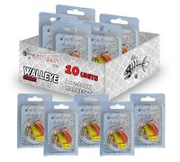 Fishbone Tackle Glow Walleye Spinner Rig Harness - Worm Crawler Harness Blades Walleye Fishing Live Bait Hooks Lures Freshwater Trolling (Five 2-Packs (10 Total Lures), All Sunburst)