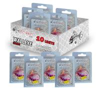 Fishbone Tackle Glow Walleye Spinner Rig Harness - Worm Crawler Harness Blades Walleye Fishing Live Bait Hooks Lures Freshwater Trolling (Five 2-Packs (10 Total Lures), All Purple Haze)