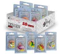 Fishbone Tackle Glow Walleye Spinner Rig Harness - Worm Crawler Harness Blades Walleye Fishing Live Bait Hooks Lures Freshwater Trolling (Five 2-Packs (10 Total Lures), Variety Pack One Each Color)