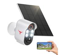 FISHBOT 1080P Wireless Security Camera, Outdoor/Indoor Home Cam with 2-Way Talk, AI Human Detection, Battery Powered, 2.4G WiFi, Cloud Storage, Night Vision (4 Spotlights with Solar Panel)