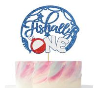 Fishcially One Cake Topper, Blue Glitter The Big One Baby Shower Cake Decor Kids Little Fisherman First Birthday Party Supplies