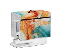 FishDing Art Marble Transparent Side Sewing Machine Cover with Storage Pockets & Top Handle,Sewing Machines Protective Cover Anti Stain and Scratch Resistant