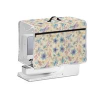 FishDing Boho Dragonfly Floral Sewing Machine Cover,Transparent Side Protective Cover with Top Handle and Sewing Essentials Pockets,Dust & Pet Hair Protection,Fits Most Standard Machines