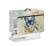 FishDing Butterfly Floral Sewing Machine Cover with Transparent Side Dust Proof Cover for Sewing Machine with Zipper Storage Pockets Compatible with Most Standard Machines