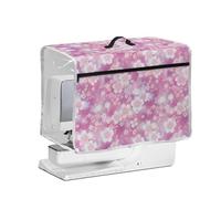 FishDing Cherry Blossom Sewing Machine Dust Cover with Transparent Side,Anti Stain Polyester Protective Covers Fits Most Standard Sewing Machines,with Zipper Pocket and Top Handle