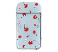FishDing Cherry Flower Print Pocket Protector Multi-Purpose Art Fruit Pattern PU Leather Pen Pouch Holds Pens, Pointers, Pencils, and Notes Pen Holder Pouch for School Office
