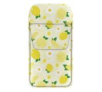 FishDing Lemon Dot Print Pocket Protector Multipurpose PU Leather Pen Pouch Art Fruit Pattern Pocket Organizer for School Hospital Office Pen Holder Pouch for Student Teacher
