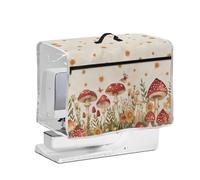 FishDing Mushroom Butterfly Sewing Machine Cover with Transparent Side,Dust Proof Cover with Top Handle,Front Zipper Pocket for Sewing Tools,Fits Most Standard Machines