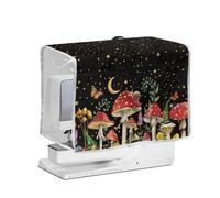 FishDing Mushroom Moon Sewing Machine Cover with Zipper Organizer Bag and Top Handle,Transparent Side Sewing Machine Dust Covers Stain Resistant and Scratch Proof Protection Accessories