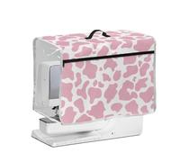 FishDing Pink Cow Print Sewing Machine Cover with Transparent Side,Front Storage Pocket and Handle,Modern Creative Sewing Machine Dust Cover Anti-Stain Easy to Clean