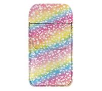 FishDing Pocket Protector Rainbow Hear Print PU Leather Pen Pouch Art Gradient Pattern Pen Holder Pouch Holds Pens, Pointers, Pencils, and Notes Pocket Organizer Multi-Purpose