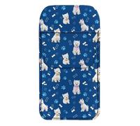 FishDing Pocket Protector White Terrier Dog Print PU Leather Pen Pouch Gradient Cartoon Pattern Pocket Organizer Multi-Purpose for Student Teacher Pencil Case Holds Pointers