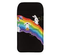 FishDing PU Leather Pocket Protector Rainbow Rabbit Print Pen Pouch Multi-Purpose Pen Organizer Lightweight Pencil Holder Pouch Cartoon Pattern for School Office Hospital