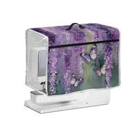 FishDing Retro Butterfly Floral Sewing Machine Protective Cover with Transparent Side and Front Storage Pocket,Dust Proof Cover Fits Most Standard Machines,Decorating Your Sewing Space