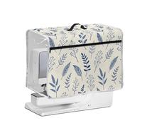 FishDing Retro Leaf Sewing Machine Cover with Transparent Side,Scratch & Stain Resistant,Sewing Machine Dust Cover with Organizer Pockets and Top Handle,Modern Home Decor