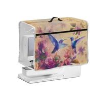 FishDing Sewing Machine Dust Cover with Transparent Side Compatible with Most Standard Size Sewing Machines,Protective Covers with Handle and Pocket,Retro Hummingbird Floral