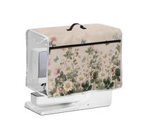 FishDing Strawberry Daisy Sewing Machine Cover Foldable with Front Pockets & Top Handle,Transparent Side Sewing Machine Cover Protecting & Decorating Your Home