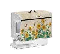 FishDing Sunflower Butterfly Pattern Protective Cover for Sewing Machines Stain Resistant Transparent Side Sewing Machine Cover with Zipper Storage Pockets Fits Most Standard Machines