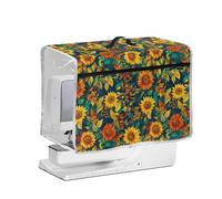FishDing Sunflower Print Cover for Sewing Machines,Dust & Pet Hair Protection,Sewing Machine Protective Carrying Case with Transparent Side,Front Storage Pocket,Top Handle