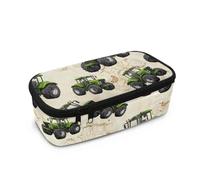 FishDing Yellow Pencil Case Pouch Polyester Multi Function Buggy Print Pencil Box for Kids Large Capacity College Makeup Bag for Outdoor Travel