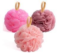 Fishent Bath Loofah Sponge, 3 Pack loofahs Exfoliating Body Scrubber, 60g Soft Mesh Pouf Shower Puffs, Loofa for Women and Men