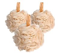 Fishent Bath Sponge Shower Loofahs, 3 Pack Soft Net Body Scrubber Sponge Ball, 60g/pcs Durable Mesh Pouf Bath Loofah Sponge Body Wash Puff (White)