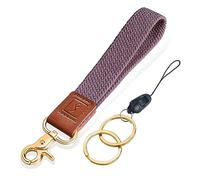 Fishent Stretchy Wristlet Keychain,Braided Cute Wrist Lanyards for Keys, Key Chain Holder for Women Men, Wrist Strap Keychain for Car Keys Phone Camera Wallet ID Badges Card（Smoky Violet）