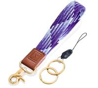 Fishent Stretchy Wristlet Keychain,Braided Cute Wrist Lanyards for Keys, Key Chain Holder for Women Men, Wrist Strap Keychain for Car Keys Phone Camera Wallet ID Badges Card (Gradient Purple),
