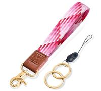 Fishent Stretchy Wristlet Keychain,Braided Cute Wrist Lanyards for Keys, Key Chain Holder for Women Men, Wrist Strap Keychain for Car Keys Phone Camera Wallet ID Badges Card (Strawberry Red)
